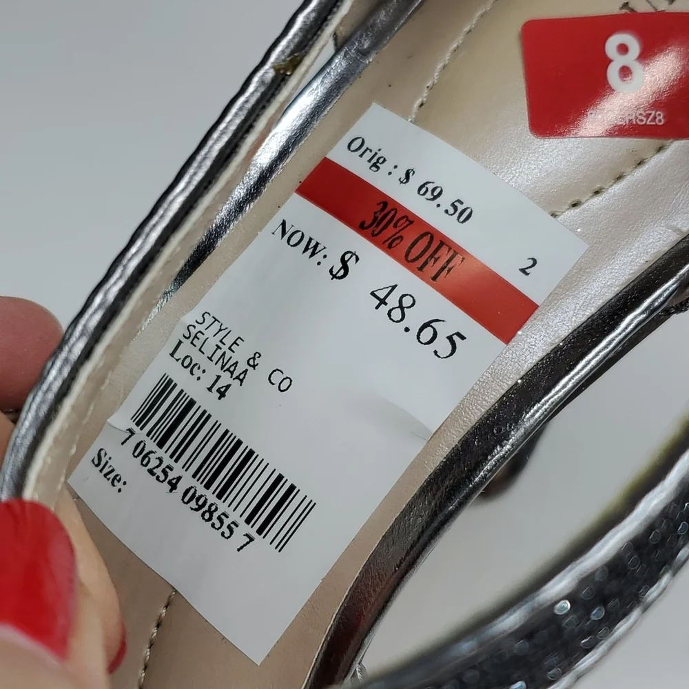Style and Co Selinaa Silver Gray Platform Stiletto Heels 8 NWT